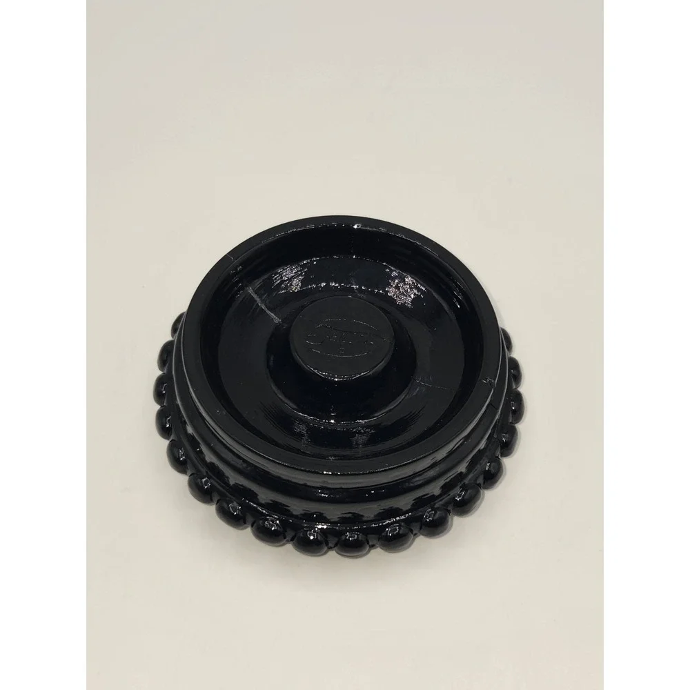 Fenton Black Glass‎ Hobnail Candleholder Ring Centerpiece
